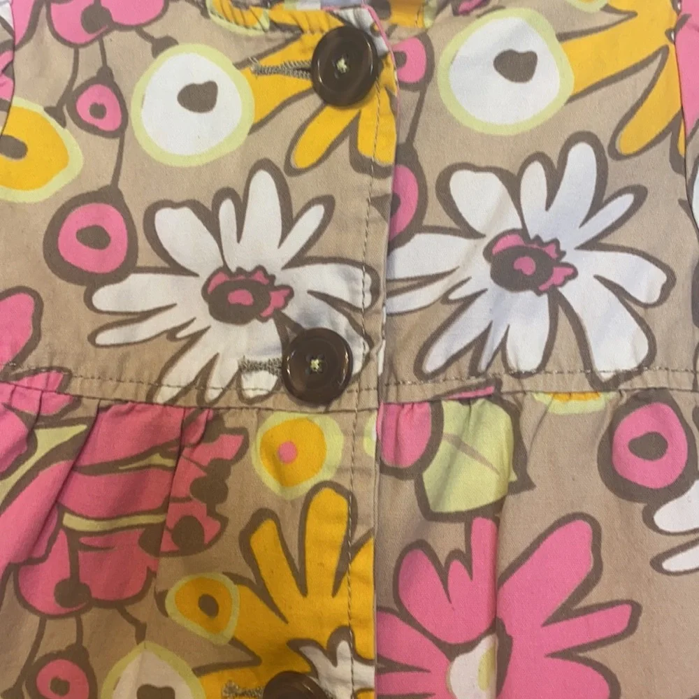 Genuine Kids By OshKosh Tan Pink Flower Lightweight Hooded Jacket Size 18 Months